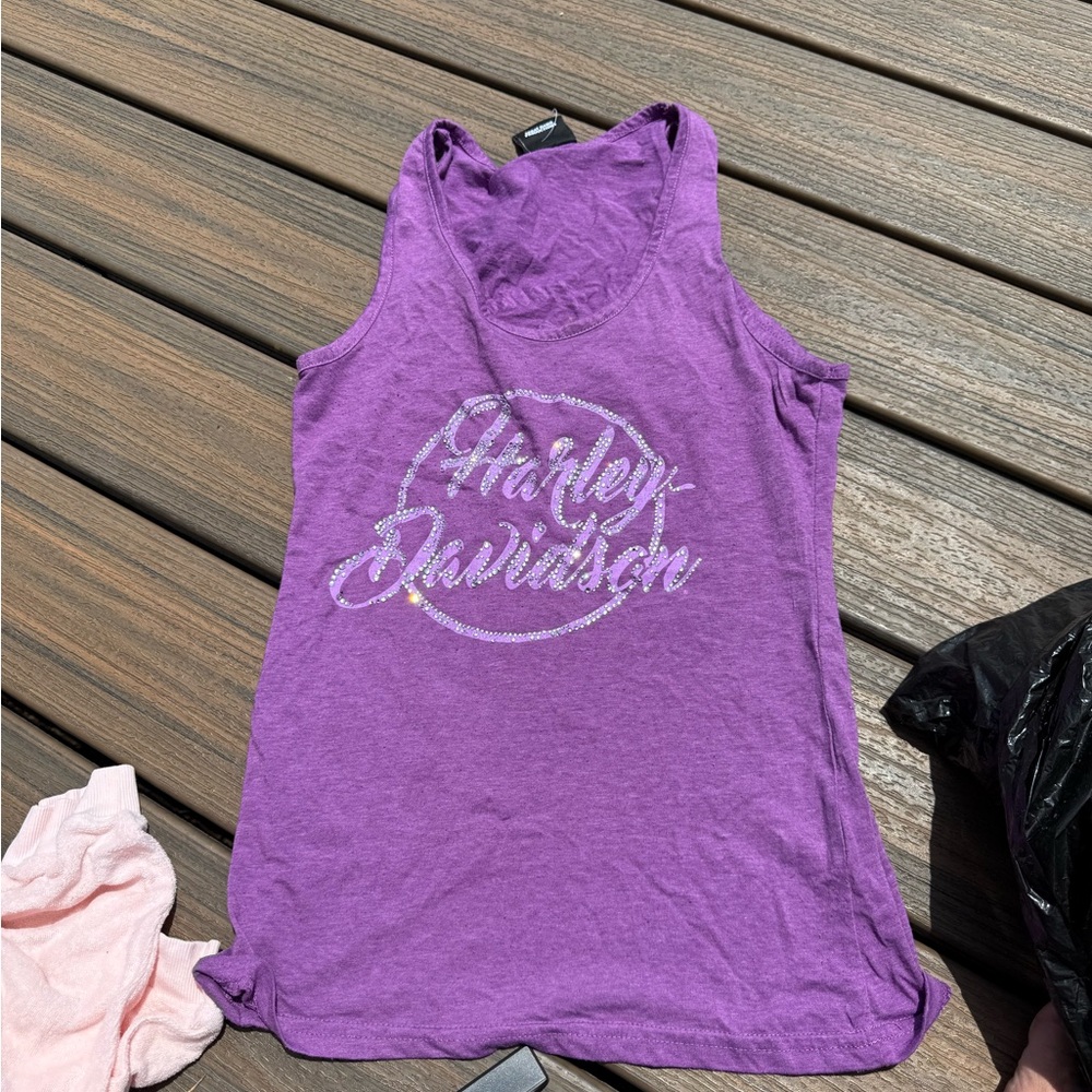 Harley-Davidson Purple Tank Top with White Graphics